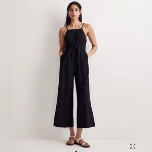 Madewell Tie-Waist Crop Black Jumpsuit